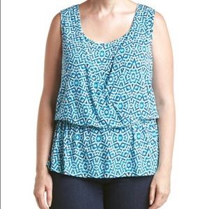 NWT Tart Shondi Blue Blouse Top Mosaic Plus Size
